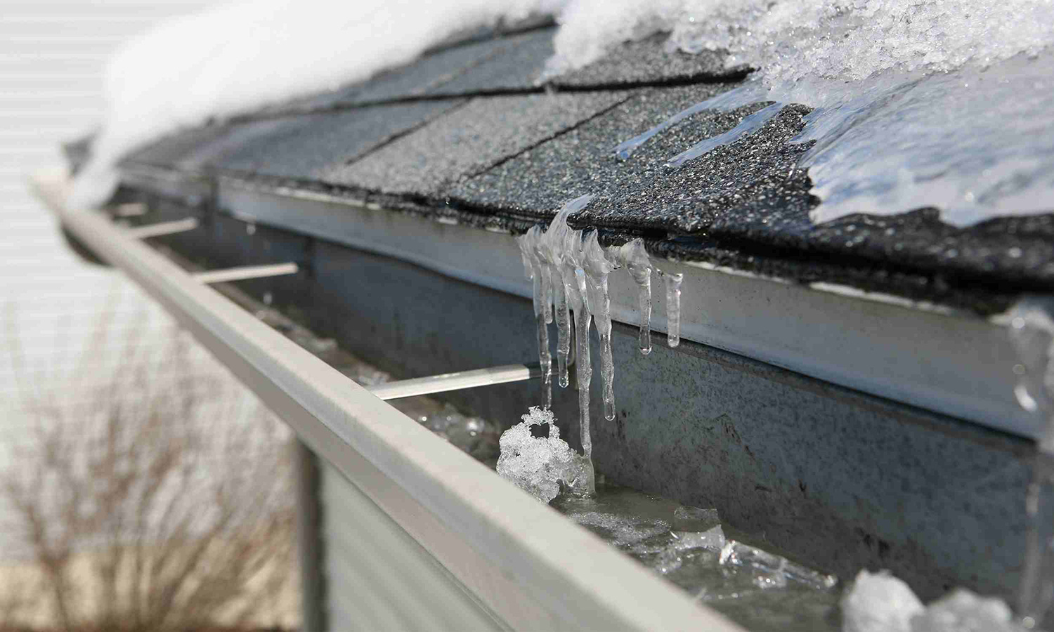 Ice build up on gutters